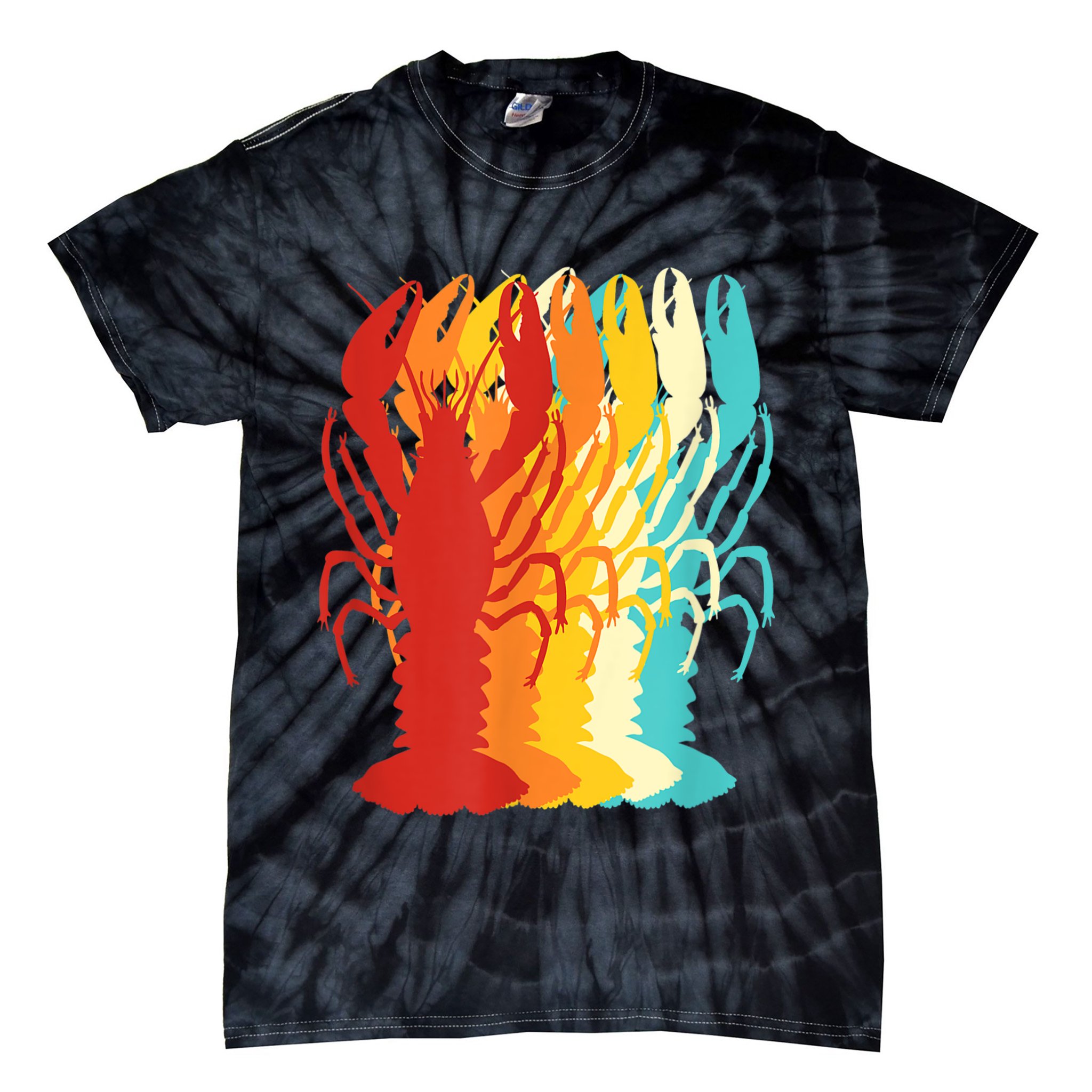 Retro Crawfish Novelty Cajun Crayfish Tie-Dye T-Shirt