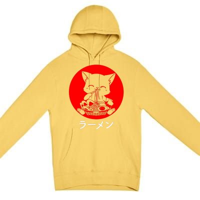 Ramen Cat Neko Kawaii Anime Japanese Noodles Premium Pullover Hoodie