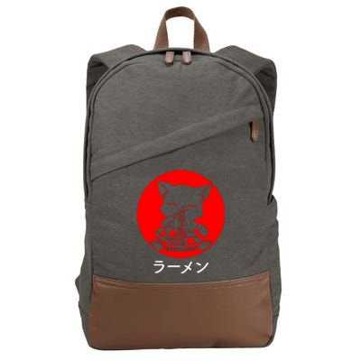 Ramen Cat Neko Kawaii Anime Japanese Noodles Cotton Canvas Backpack