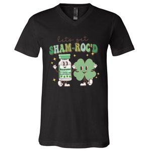 Retro CRNA Nurse Anesthetist St Patricks Day Sham ROC ICU Critical Care Nurse V-Neck T-Shirt