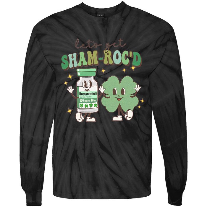 Retro CRNA Nurse Anesthetist St Patricks Day Sham ROC ICU Critical Care Nurse Tie-Dye Long Sleeve Shirt