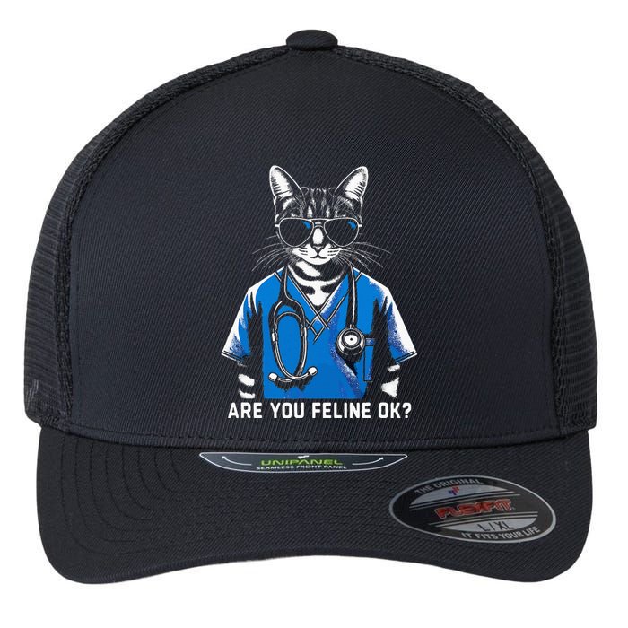 Retro Cat Nurse Gifts Nurse Week Gifts Women Flexfit Unipanel Trucker Cap