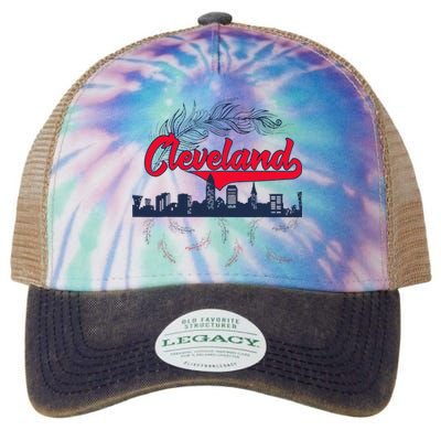 Retro Cleveland Native American Tribe Feathers Gift Legacy Tie Dye Trucker Hat