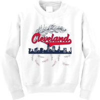 Retro Cleveland Native American Tribe Feathers Gift Kids Sweatshirt