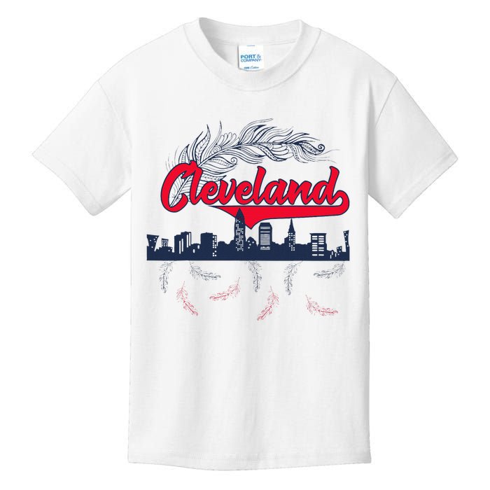 Retro Cleveland Native American Tribe Feathers Gift Kids T-Shirt