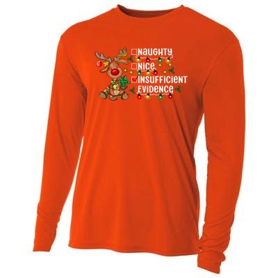 Reindeer Christmas Nice Naughty Insufficient Evidence Gift Cooling Performance Long Sleeve Crew