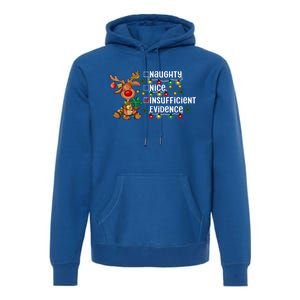 Reindeer Christmas Nice Naughty Insufficient Evidence Gift Premium Hoodie