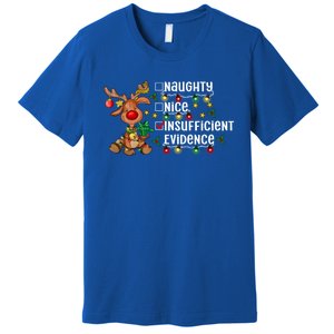 Reindeer Christmas Nice Naughty Insufficient Evidence Gift Premium T-Shirt