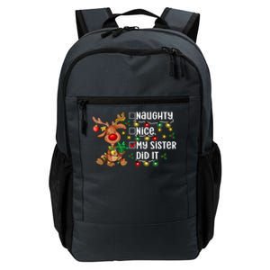 Reindeer Christmas Nice Naughty My Sister Did It Cute Gift Daily Commute Backpack