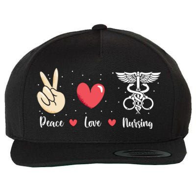 Rn Correctional Nurse Peace Love Prison Nursing Inmate Nurse Cool Gift Wool Snapback Cap