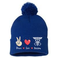 Rn Correctional Nurse Peace Love Prison Nursing Inmate Nurse Cool Gift Pom Pom 12in Knit Beanie