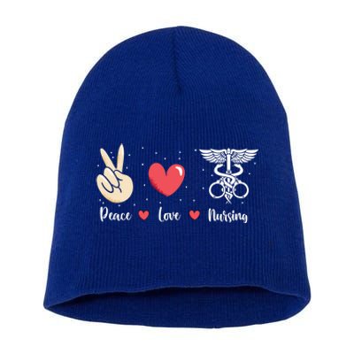 Rn Correctional Nurse Peace Love Prison Nursing Inmate Nurse Cool Gift Short Acrylic Beanie