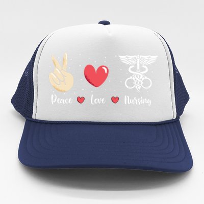 Rn Correctional Nurse Peace Love Prison Nursing Inmate Nurse Cool Gift Trucker Hat