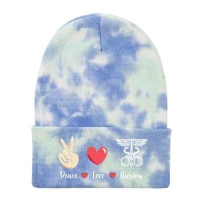 Rn Correctional Nurse Peace Love Prison Nursing Inmate Nurse Cool Gift Tie Dye 12in Knit Beanie