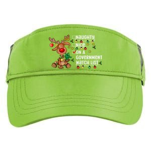 Reindeer Christmas Nice Naughty On A Governt Watch List Great Gift Adult Drive Performance Visor