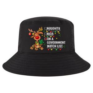 Reindeer Christmas Nice Naughty On A Governt Watch List Great Gift Cool Comfort Performance Bucket Hat