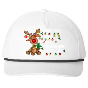 Reindeer Christmas Nice Naughty On A Governt Watch List Great Gift Snapback Five-Panel Rope Hat