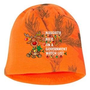 Reindeer Christmas Nice Naughty On A Governt Watch List Great Gift Kati - Camo Knit Beanie