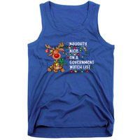 Reindeer Christmas Nice Naughty On A Governt Watch List Great Gift Tank Top