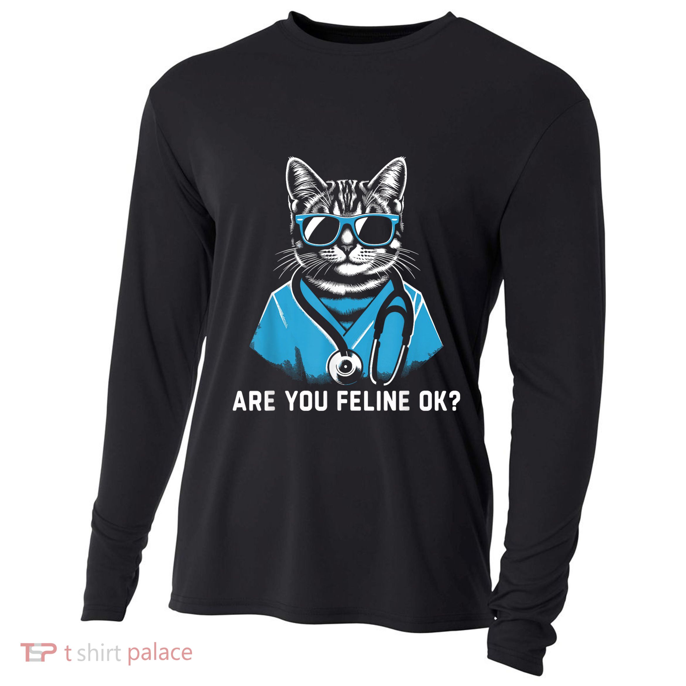 Retro Cat Nurse Gifts Nurse Week Gifts Funny Nurse Cooling Performance Long Sleeve Crew