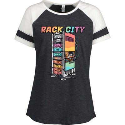 Rack City Network Server Rack Network Engineer Homelab Enza Ladies Jersey Colorblock Tee