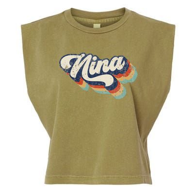 Retro Cute Nina For Grandma Best Nina Ever Mother's Day Garment-Dyed Women's Muscle Tee