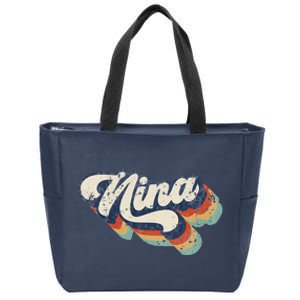 Retro Cute Nina For Grandma Best Nina Ever Mother's Day Zip Tote Bag