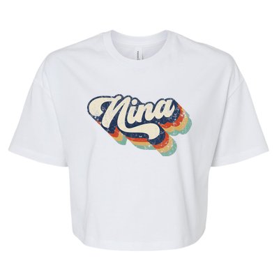 Retro Cute Nina For Grandma Best Nina Ever Mother's Day Bella+Canvas Jersey Crop Tee