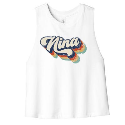 Retro Cute Nina For Grandma Best Nina Ever Mother's Day Women's Racerback Cropped Tank