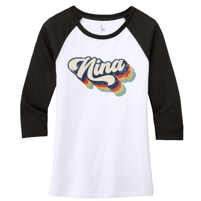 Retro Cute Nina For Grandma Best Nina Ever Mother's Day Women's Tri-Blend 3/4-Sleeve Raglan Shirt