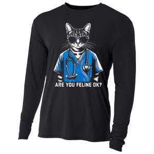 Retro Cat Nurse Gifts Nurse Week Gifts Funny Nurse Cooling Performance Long Sleeve Crew