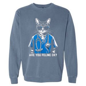 Retro Cat Nurse Gifts Nurse Week Gifts Funny Nurse Garment-Dyed Sweatshirt