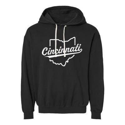 Retro Cincinnati Ohio 1788 Vintage Script Throwback Garment-Dyed Fleece Hoodie
