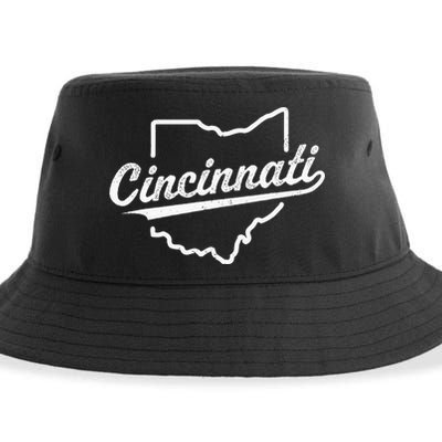 Retro Cincinnati Ohio 1788 Vintage Script Throwback Sustainable Bucket Hat