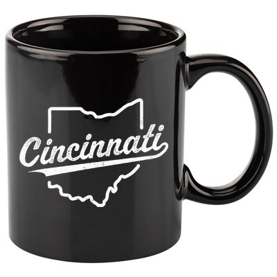 Retro Cincinnati Ohio 1788 Vintage Script Throwback 11oz C Handle Ceramic Mug