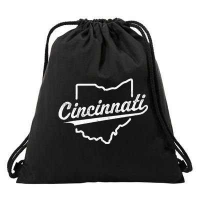 Retro Cincinnati Ohio 1788 Vintage Script Throwback Drawstring Bag