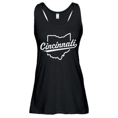 Retro Cincinnati Ohio 1788 Vintage Script Throwback Ladies Essential Flowy Tank