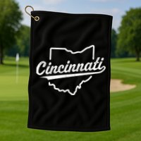 Retro Cincinnati Ohio 1788 Vintage Script Throwback Golf Towel