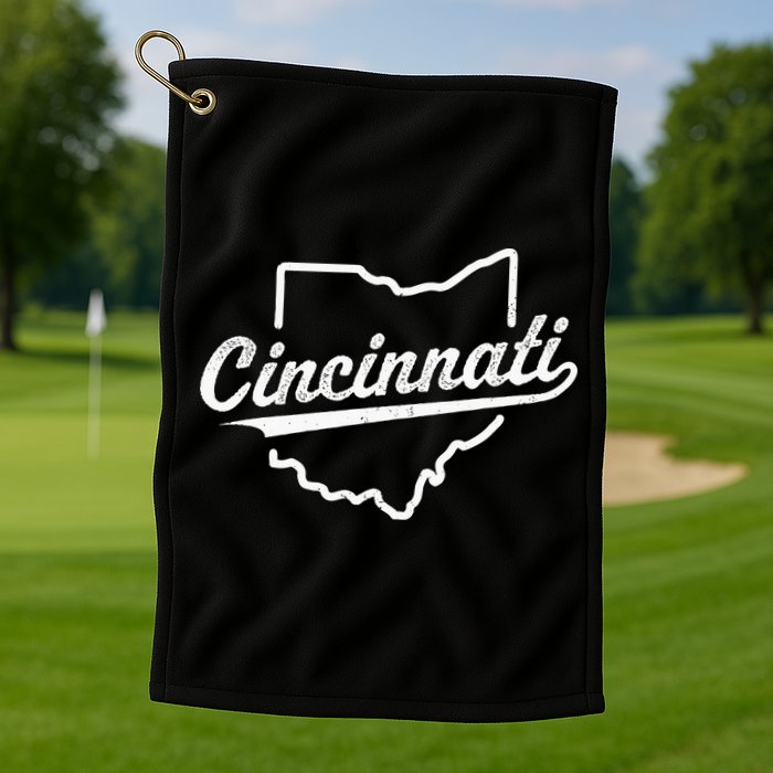 Retro Cincinnati Ohio 1788 Vintage Script Throwback Golf Towel