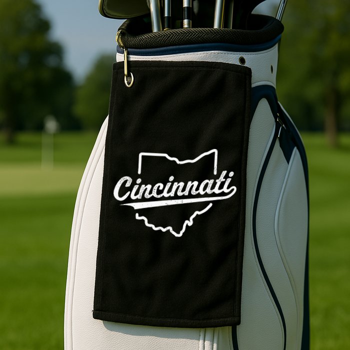 Retro Cincinnati Ohio 1788 Vintage Script Throwback Golf Towel