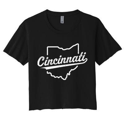 Retro Cincinnati Ohio 1788 Vintage Script Throwback Crop Top
