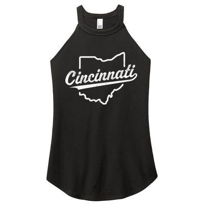 Retro Cincinnati Ohio 1788 Vintage Script Throwback Women's Perfect Tri Rocker Tank