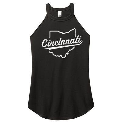 Retro Cincinnati Ohio 1788 Vintage Script Throwback Women’s Perfect Tri Rocker Tank