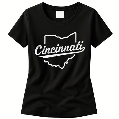 Retro Cincinnati Ohio 1788 Vintage Script Throwback Womens T-Shirt