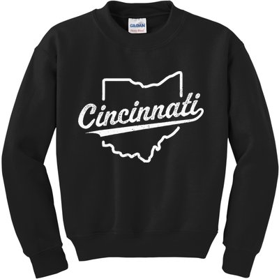Retro Cincinnati Ohio 1788 Vintage Script Throwback Kids Sweatshirt