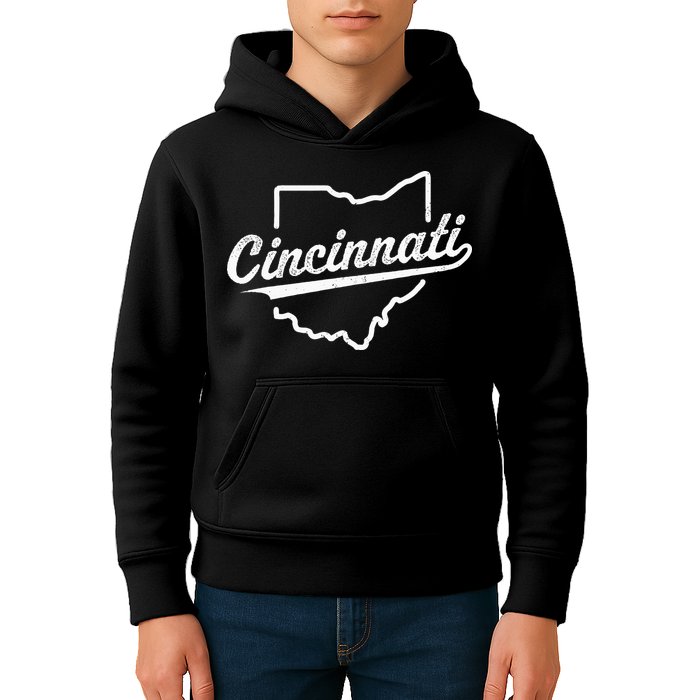 Retro Cincinnati Ohio 1788 Vintage Script Throwback Kids Hoodie