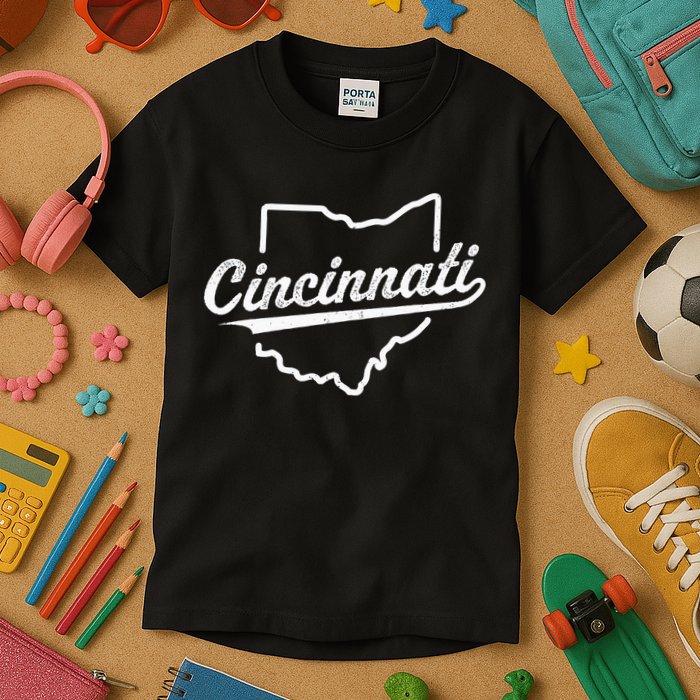 Retro Cincinnati Ohio 1788 Vintage Script Throwback Kids T-Shirt