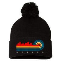 Retro City Of Denver Colorado Pom Pom 12in Knit Beanie