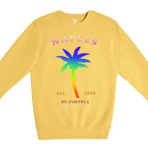 Retro Cool Original Naples Florida Beach Palm Tree Gift Premium Crewneck Sweatshirt