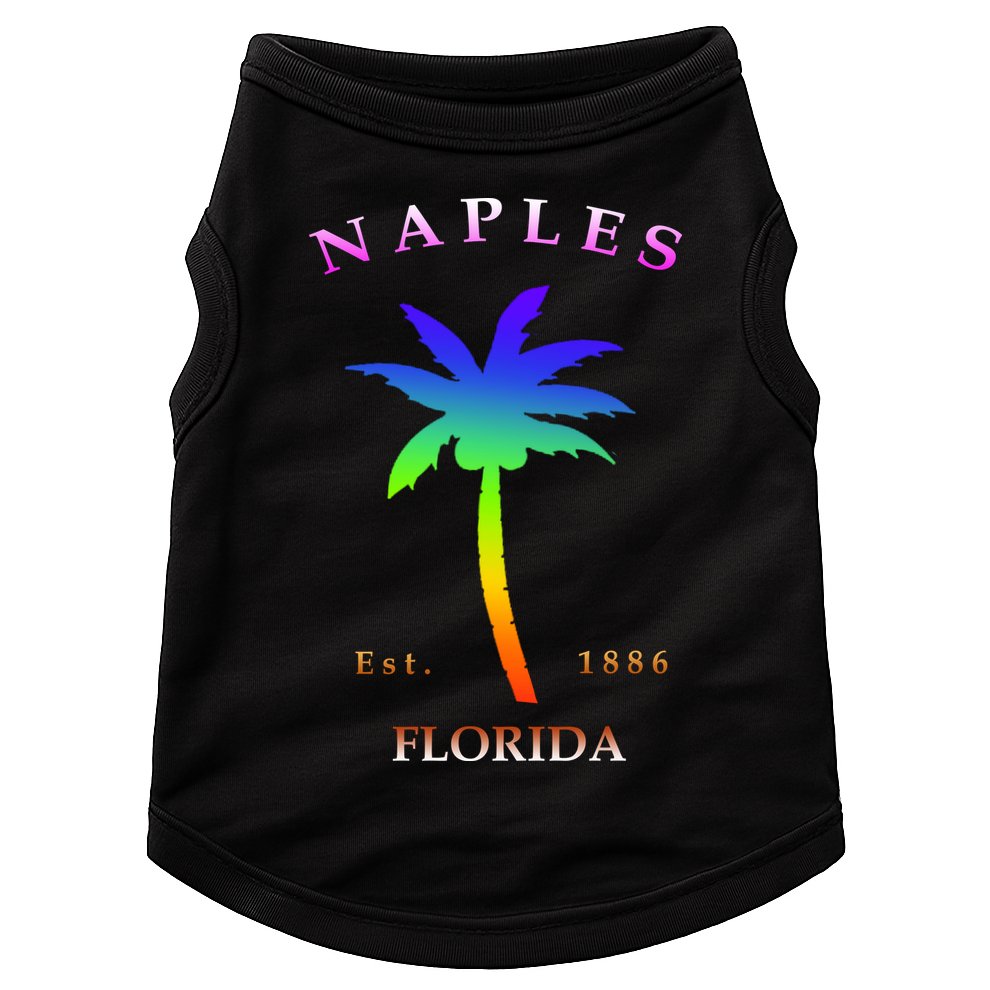 Retro Cool Original Naples Florida Beach Palm Tree Gift Doggie Tank